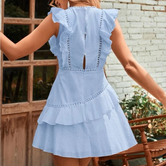 Boho lace insert ruffle trim dress - Picture 3 of 6